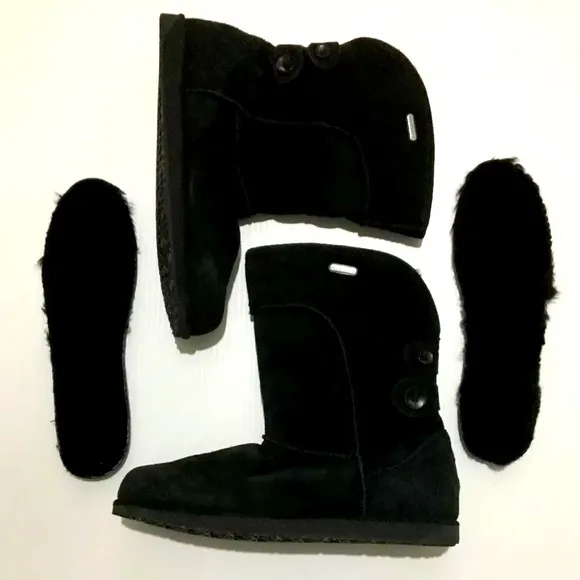 EMU Charlotte Waterproof Unisex W-11.M-10.Black Sheepskin Suede Ankle  Boots