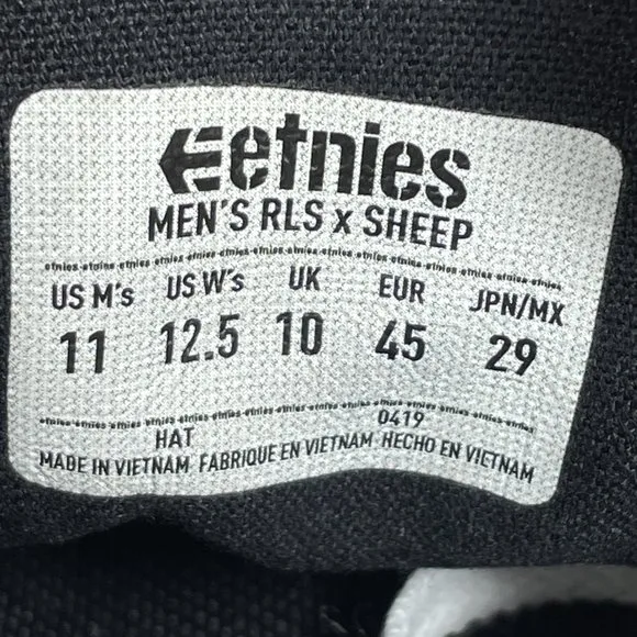 Etnies RLS x Sheep Mens Sz 11 Shoes Blue Canvas Lace Up Athletic Skate Sneakers