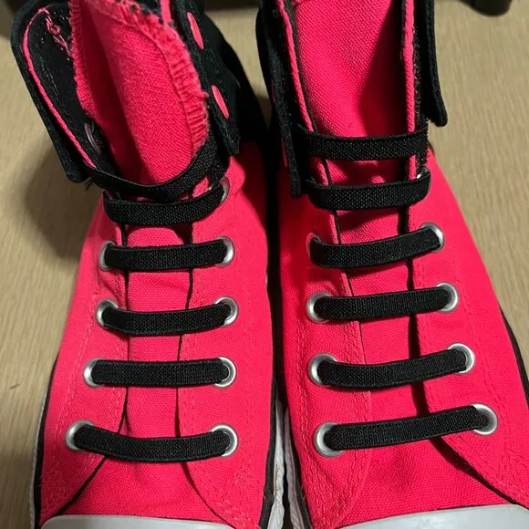EUC CTAS Converse High Top Shoes Pink Black 631820F (Junior 5)