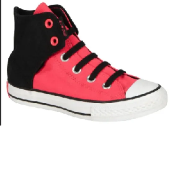 EUC CTAS Converse High Top Shoes Pink Black 631820F (Junior 5)