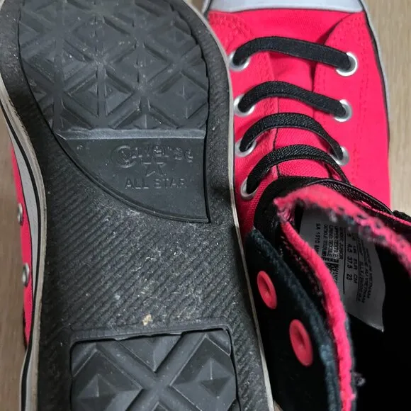 EUC CTAS Converse High Top Shoes Pink Black 631820F (Junior 5)