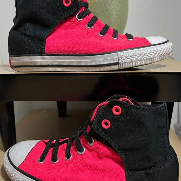EUC CTAS Converse High Top Shoes Pink Black 631820F (Junior 5)