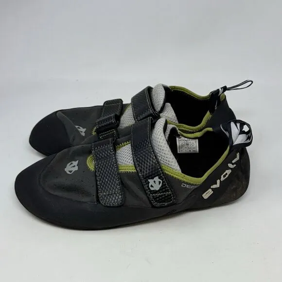 Evolv Defy Rock Climbing Shoes Mens 12 EU 46 Black Gray Double Strap