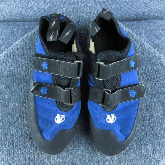 Evolv Trax Men Rock Climbing Shoes Size 9.5 Medium Blue Synthetic Hook‎ &amp; Loop