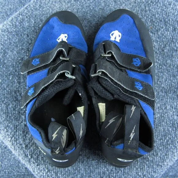 Evolv Trax Men Rock Climbing Shoes Size 9.5 Medium Blue Synthetic Hook‎ &amp; Loop