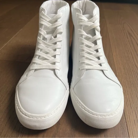 Express Men’s High Top Faux Leather White Shoes SZ 10