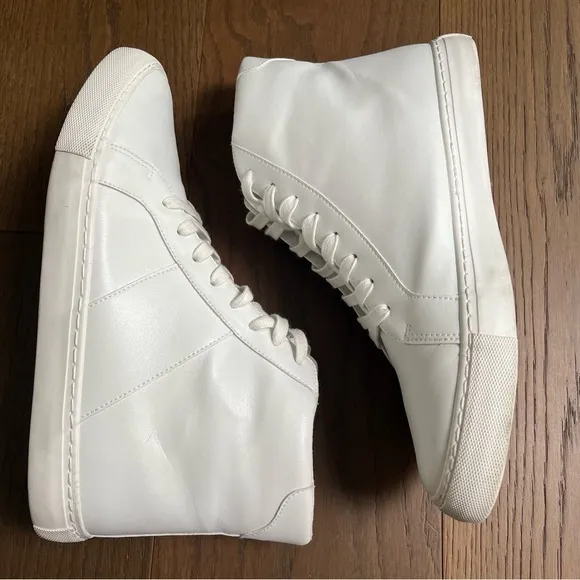 Express Men’s High Top Faux Leather White Shoes SZ 10