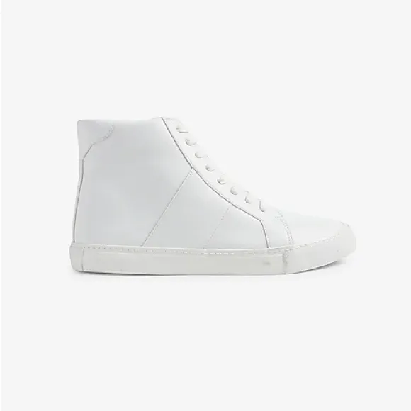 Express Men’s High Top Faux Leather White Shoes SZ 10
