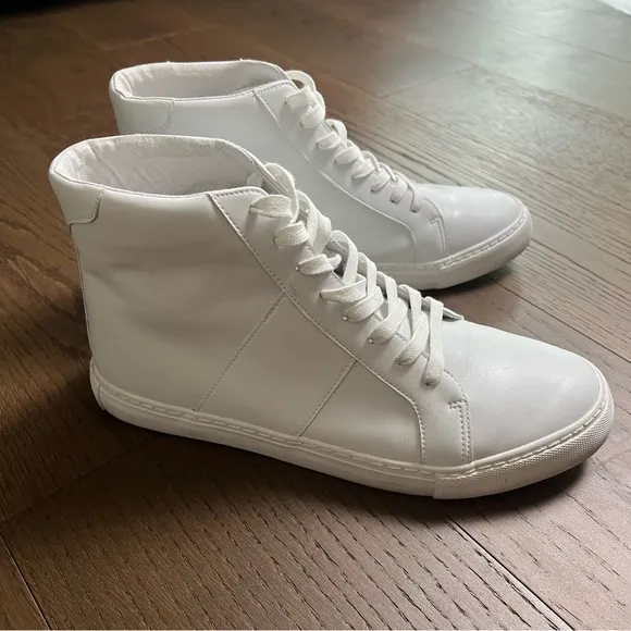 Express Men’s High Top Faux Leather White Shoes SZ 10