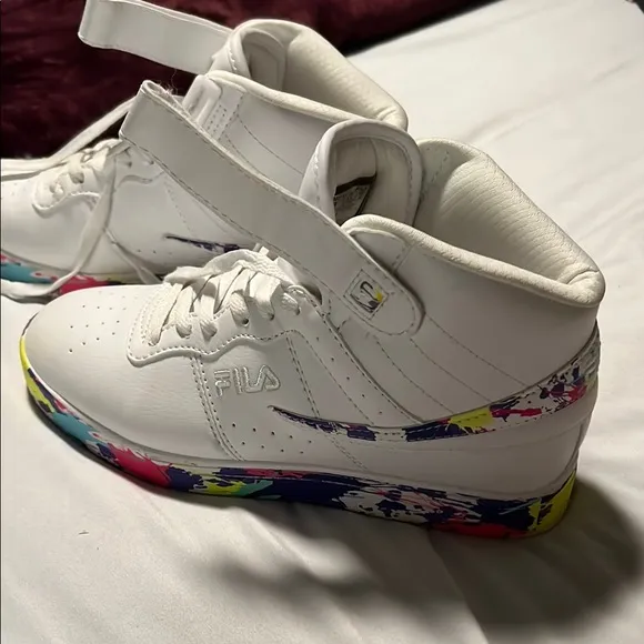 FILA Kids White Multicolor High-Top Sneakers