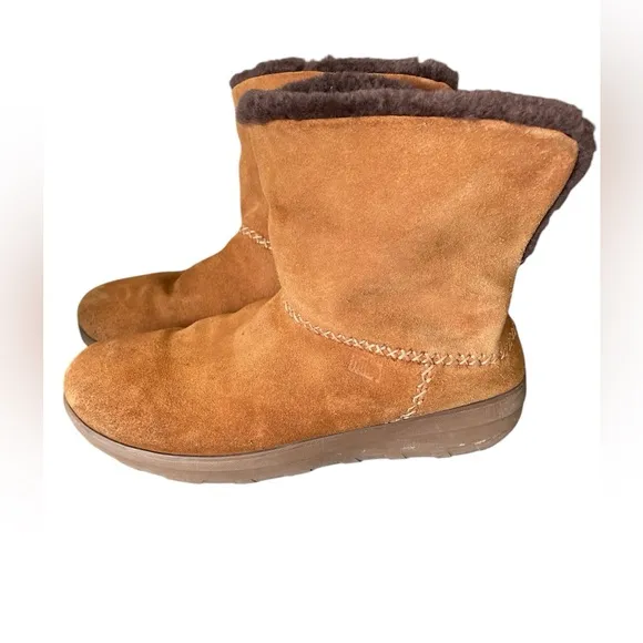 FitFlop Mukluk Shorty Fleece Lined Ankle Boots in Chestnut, Women’s Size 10