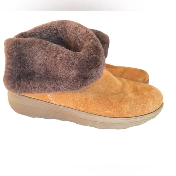 FitFlop Mukluk Shorty Fleece Lined Ankle Boots in Chestnut, Women’s Size 10