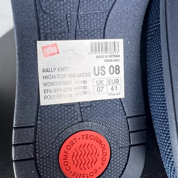 Fitflop Rally Midnight Navy Blue High Top Stretch NEW Sneaker Shoes Mens…