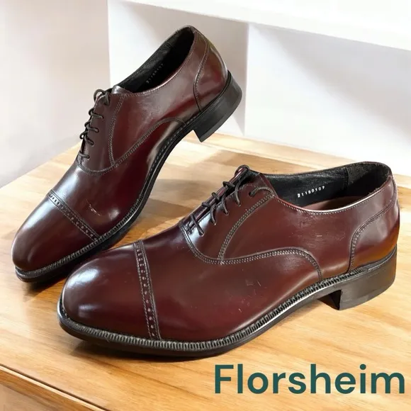 Florsheim-10.5 Lexington Burgundy Cap Toe Oxford.Sharp! Like new condition!!!