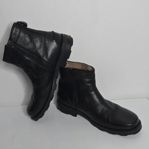 Florsheim Trektion Boots Mens 12 Waterproof Ankle Black Leather Faux Fur Lining