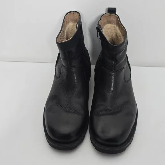 Florsheim Trektion Boots Mens 12 Waterproof Ankle Black Leather Faux Fur Lining