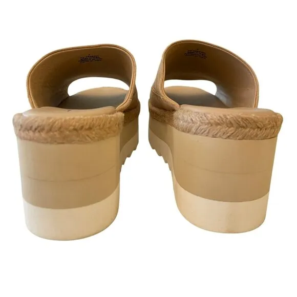 Free People Santorini Sand Tan Suede Slip On Platform Mule Shoes Sz 7.5 NEW