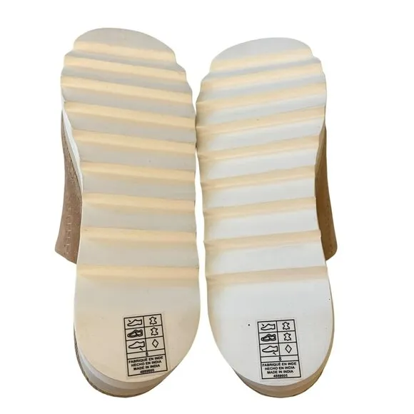 Free People Santorini Sand Tan Suede Slip On Platform Mule Shoes Sz 7.5 NEW