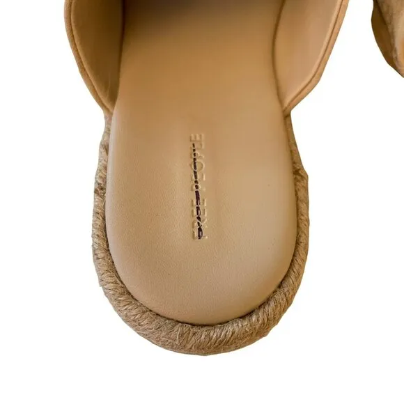 Free People Santorini Sand Tan Suede Slip On Platform Mule Shoes Sz 7.5 NEW