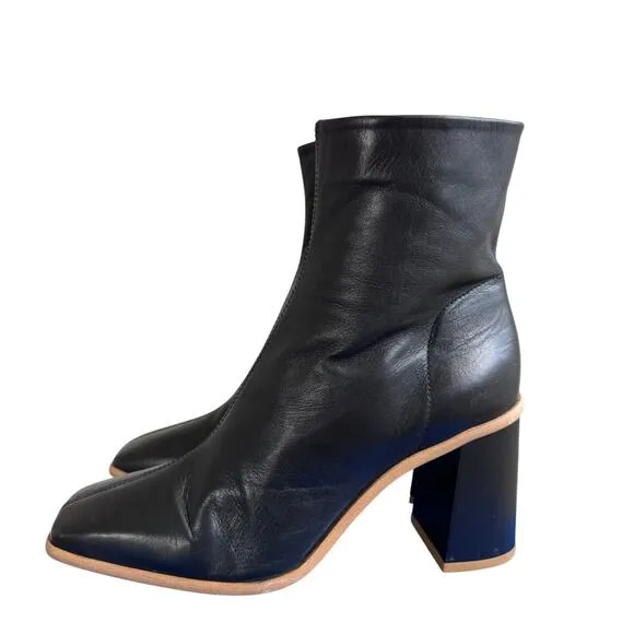Free People Women’s Sienna Leather Square Toe Ankle Booties Size EU 38.5/ 8.5 US