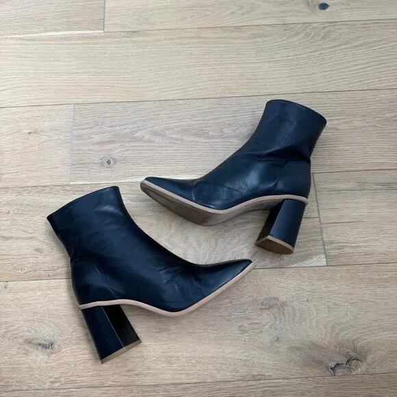 Free People Women’s Sienna Leather Square Toe Ankle Booties Size EU 38.5/ 8.5 US