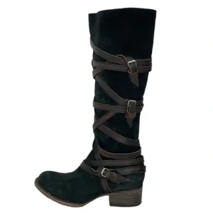 Freebird Boots Women's 6 Brown Suede Leather Buckle Garret Knee High Tall Shoes