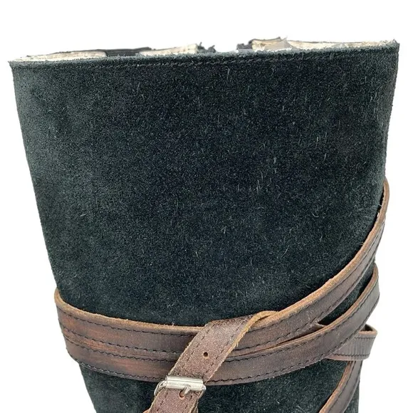 Freebird Boots Women's 6 Brown Suede Leather Buckle Garret Knee High Tall Shoes