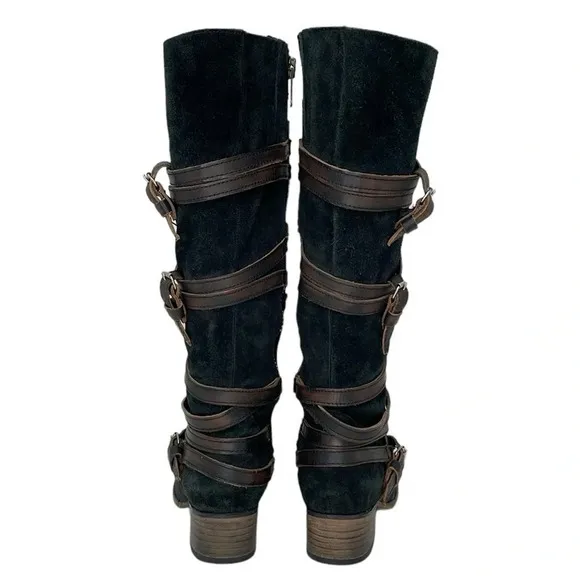 Freebird Boots Women's 6 Brown Suede Leather Buckle Garret Knee High Tall Shoes
