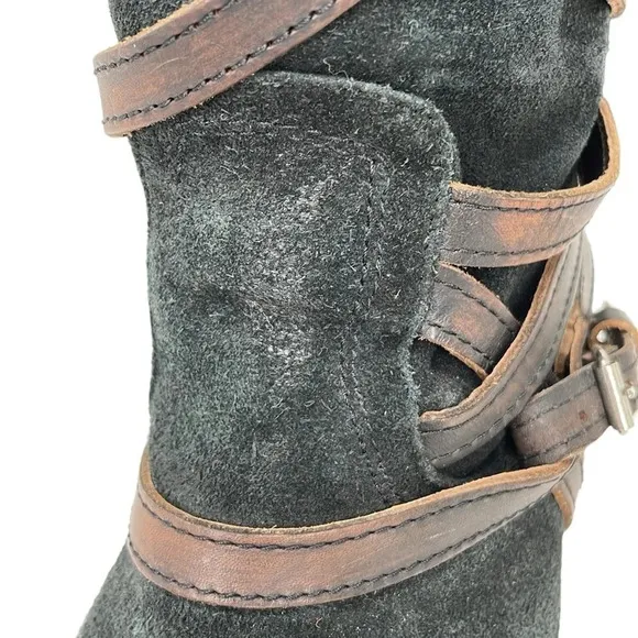 Freebird Boots Women's 6 Brown Suede Leather Buckle Garret Knee High Tall Shoes