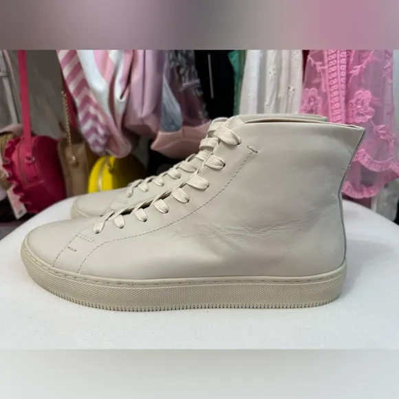 Frye High Top Off-White Cream Leather Tennis Shoe Men's Size 9