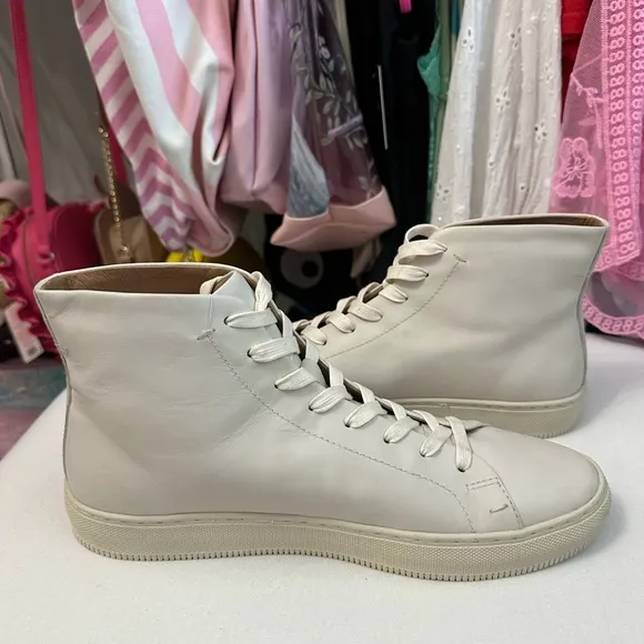 Frye High Top Off-White Cream Leather Tennis Shoe Men's Size 9