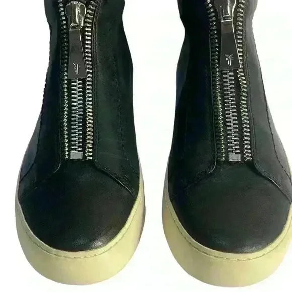 Frye Lena Women’s Leather High Top Sneakers Zip High Grigio Shoes Size 7.5 M