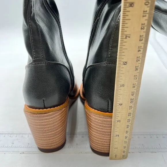 FSJ Women Comfortable Side Zipper Wedge High Heel Point Toe Ladies  Boot Black