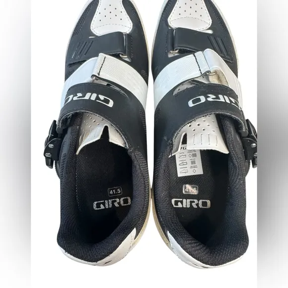 GIRO Cycling Shoes Black White EU 41.5 US Men’s 8.5 Road Bike Shoes SPD 3-Bolt