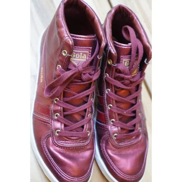 Gola Classics High Top Vintage Retro Y2K Sneakers Trainers Metallic Red Size 7