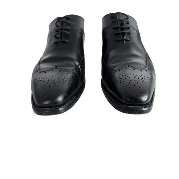 Goodyear Welted Mens Leather Wingtip Oxford Shoes Sz 9.5 Black Louis Boston