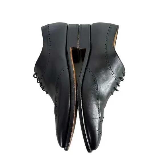 Goodyear Welted Mens Leather Wingtip Oxford Shoes Sz 9.5 Black Louis Boston