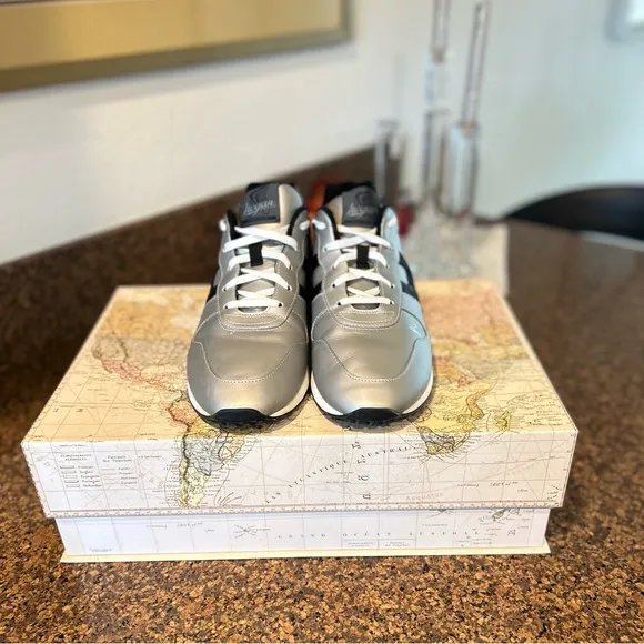 H86 Hogan Low Top Silver with Black H Size: 11.5