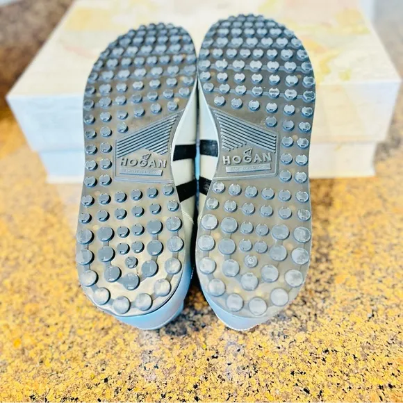 H86 Hogan Low Top Silver with Black H Size: 11.5