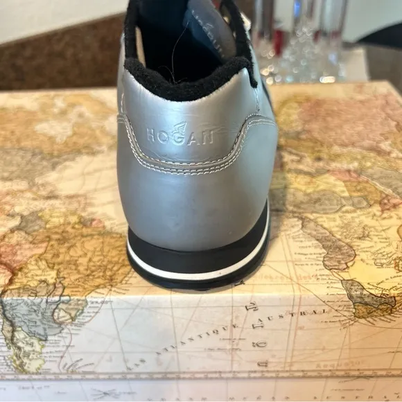H86 Hogan Low Top Silver with Black H Size: 11.5