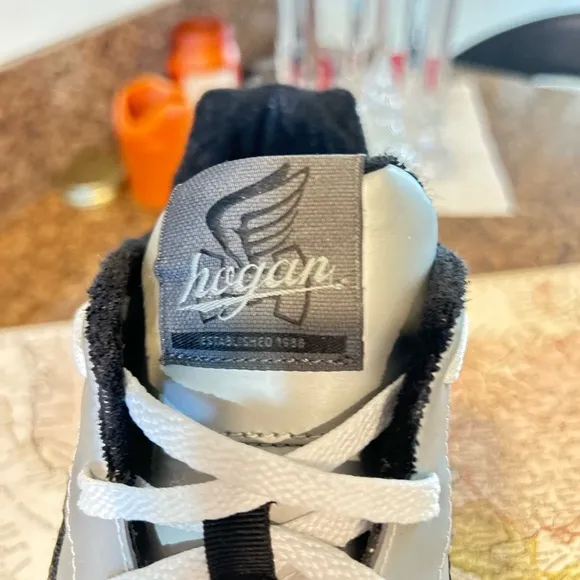 H86 Hogan Low Top Silver with Black H Size: 11.5