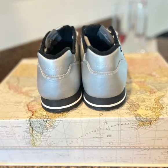 H86 Hogan Low Top Silver with Black H Size: 11.5