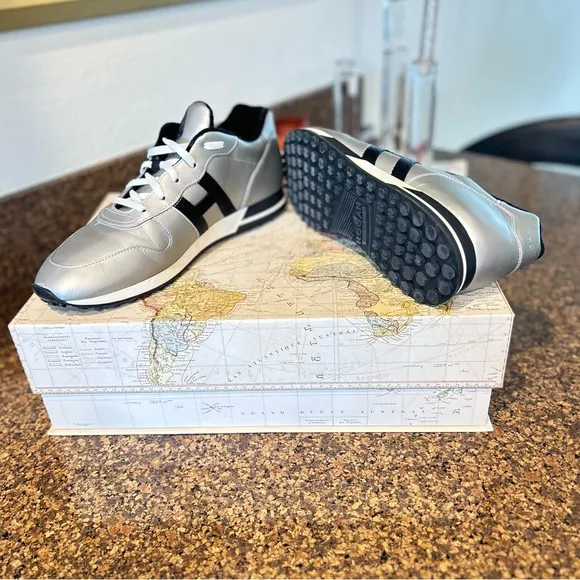 H86 Hogan Low Top Silver with Black H Size: 11.5