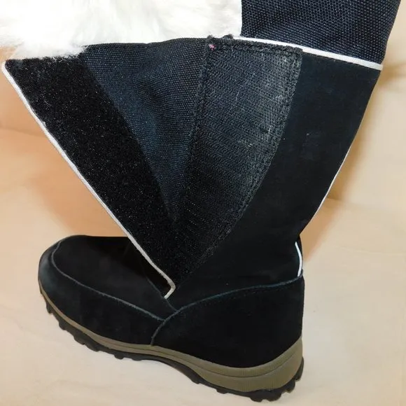 Hanna Anderson Suede Leather Fur Trimmed Boots Girls Size 3M Snow Winter Ski