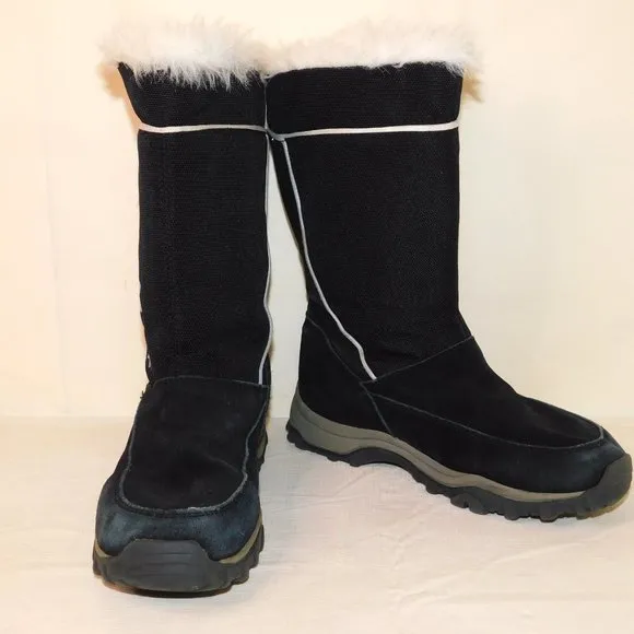 Hanna Anderson Suede Leather Fur Trimmed Boots Girls Size 3M Snow Winter Ski