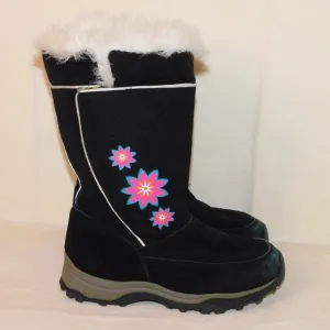 Hanna Anderson Suede Leather Fur Trimmed Boots Girls Size 3M Snow Winter Ski