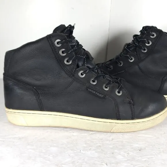 Harley Davidson Men's Midland US9M Black Leather Waterproof Laceup Ankle Boots