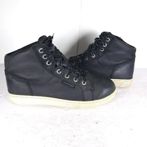 Harley Davidson Men's Midland US9M Black Leather Waterproof Laceup Ankle Boots