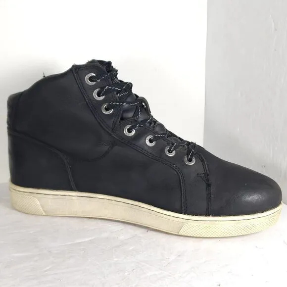 Harley Davidson Men's Midland US9M Black Leather Waterproof Laceup Ankle Boots