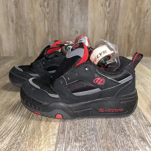 Heelys 7080 Junior Kids X2 Double Wheel Youth US Size 1 Black Red Skate Shoes